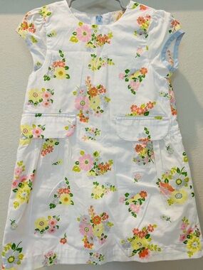 The Beaufort Bonnet Company White Floral Cotton Dress with Pink, Yellow & Green